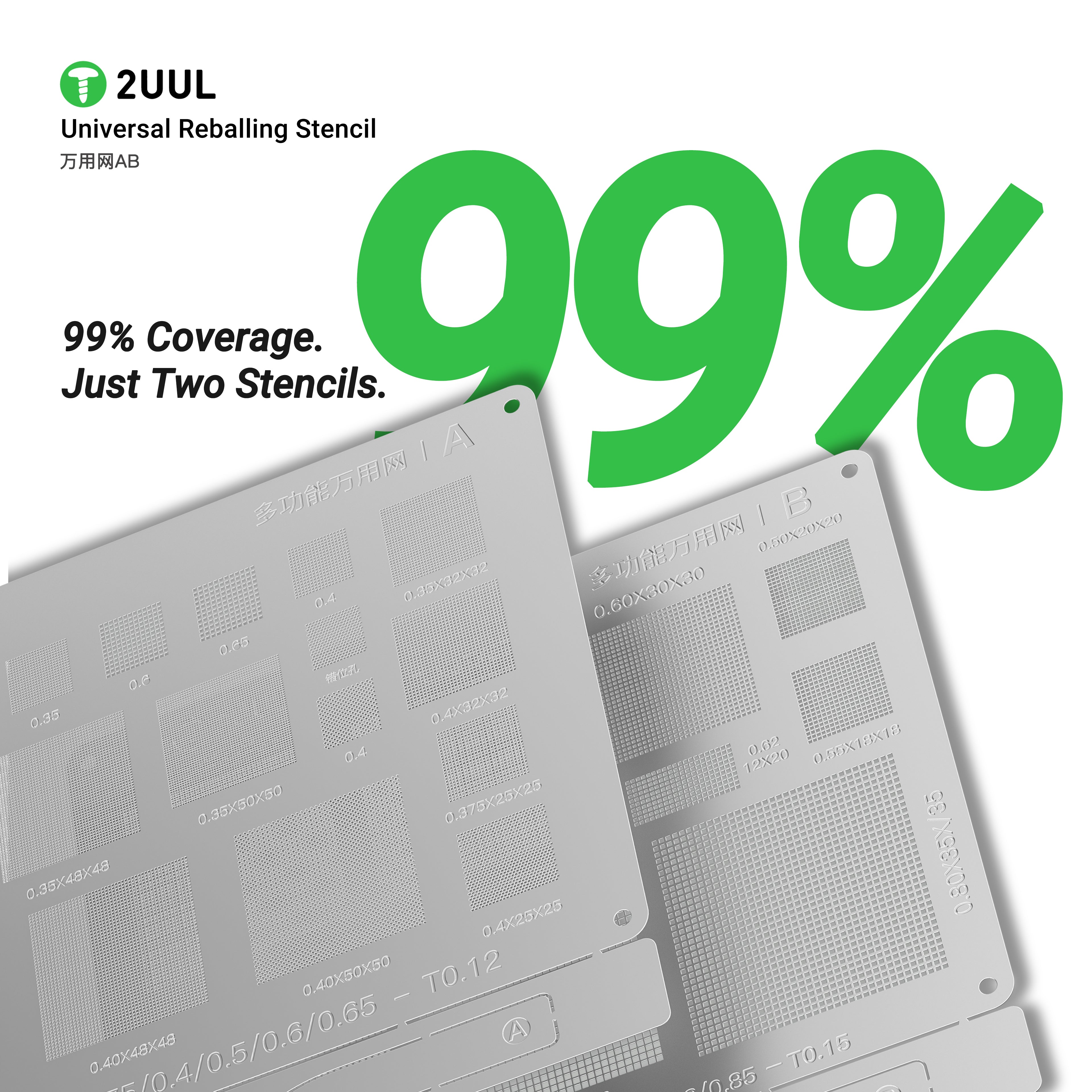 Stencil Plantilla Reballing Universal Bga 2Uul Bg02 |+5,000 reseñas 4.9/5 | recibe express 2 días