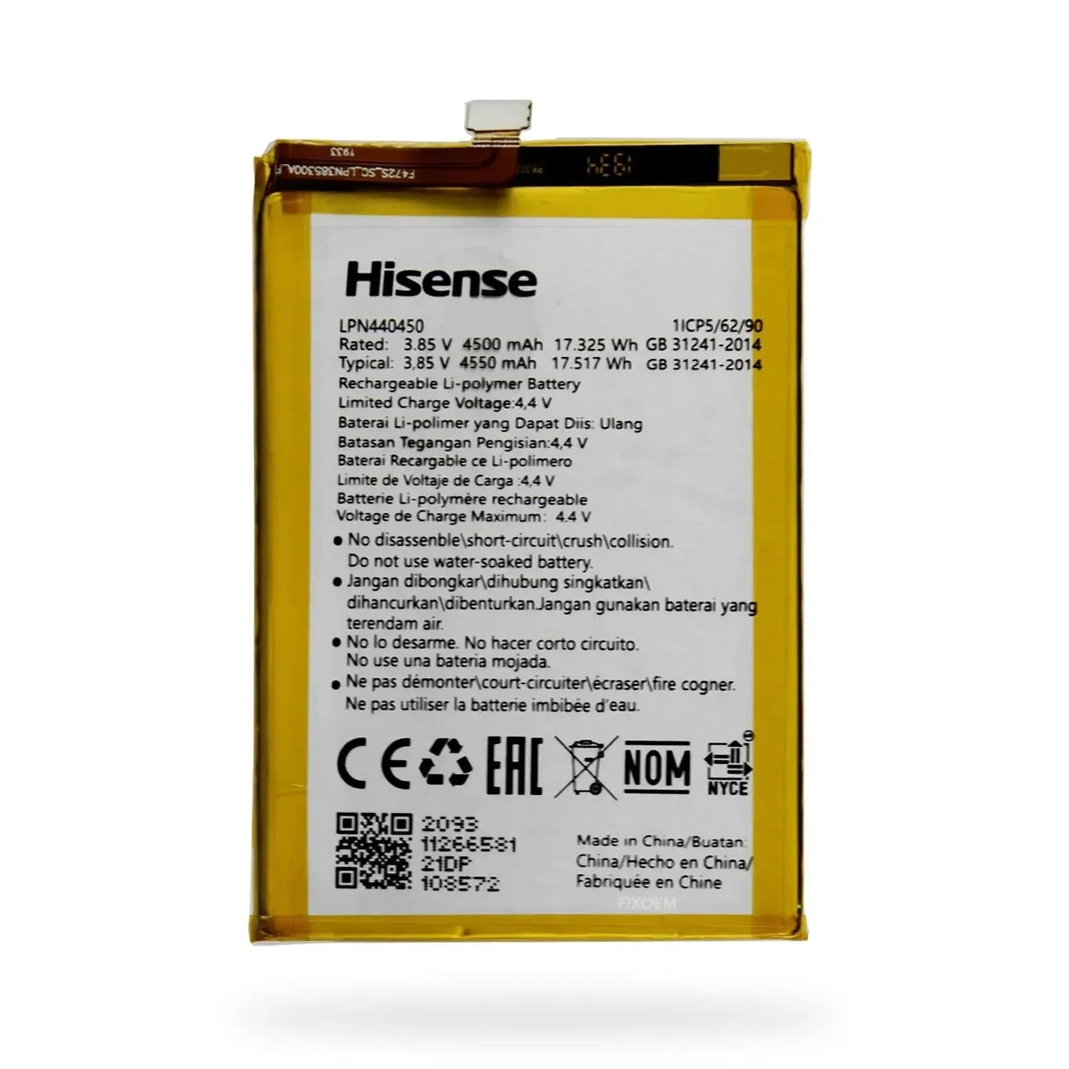 Bateria Hisense E50 Lite Hlte228e Lpn440450 |+5,000 reseñas 4.9/5 | recibe express 2 días