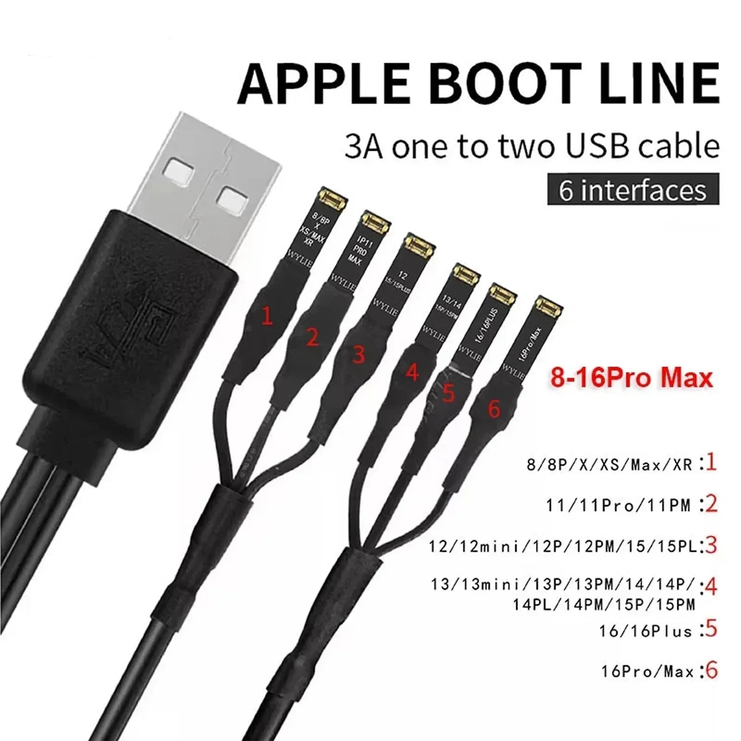 Cable Pulpo Alimentador Cc 3A 6 Puertos Fpc 8/Xs/11/12/13/14/15/16Pm Wylie |+5,000 reseñas 4.9/5 | recibe express 2 días