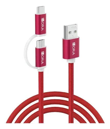 Cable Usb Tipo V8 +Tipo C a Usb-Conector 1Hora Cab218 |+2,000 reseñas 4.8/5 ⭐