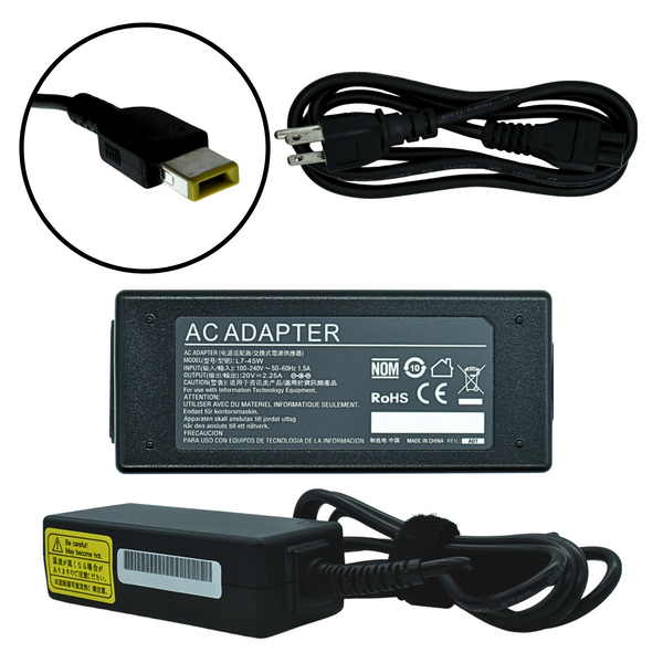 Cargador Adaptador Corriente 45W 20V / 2.25A (LENOVO CUADRADA)  Marca EKO