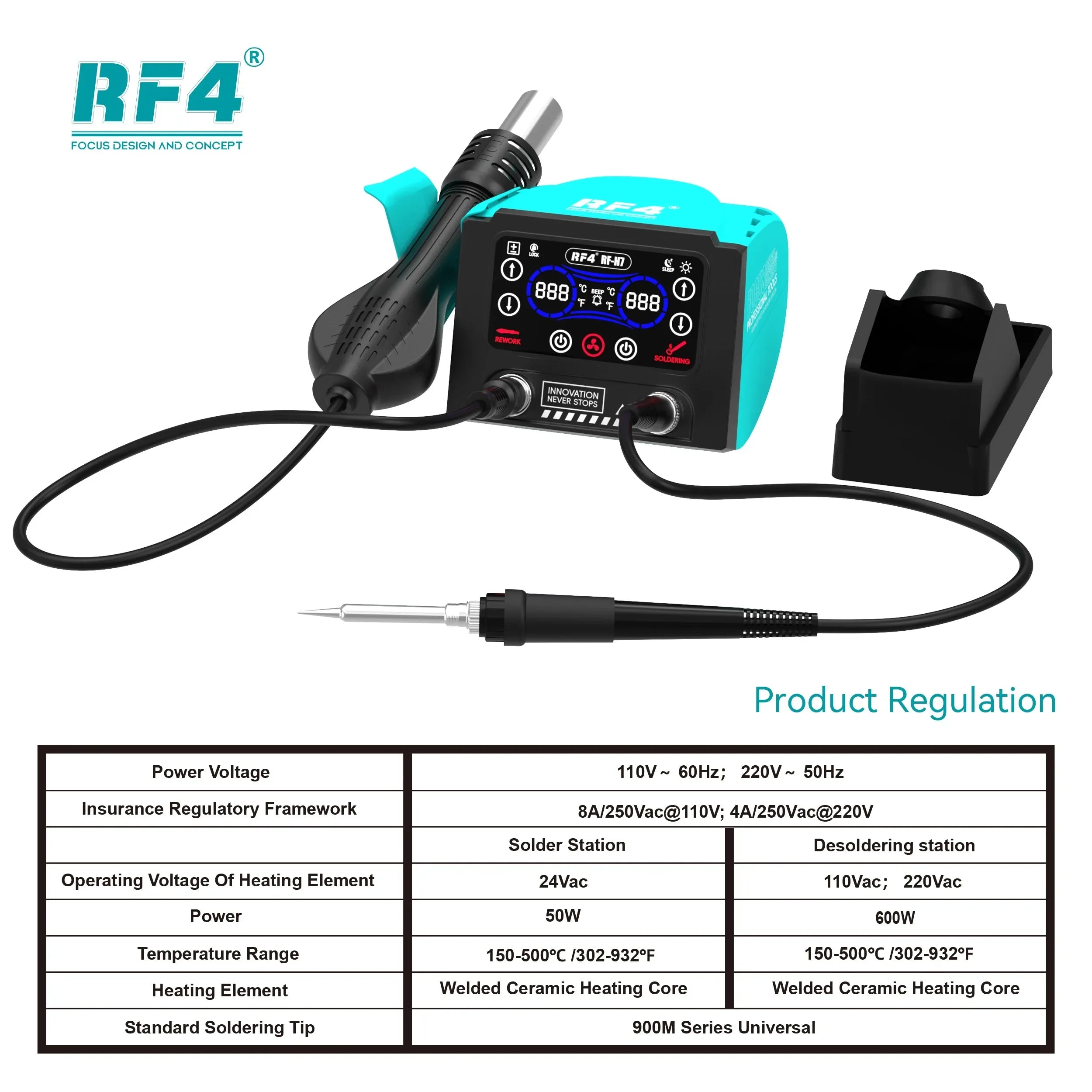 Estacion Calor Cautin Soldar Rf4 Rf-H7 |+5,000 reseñas 4.9/5 | recibe express 2 días