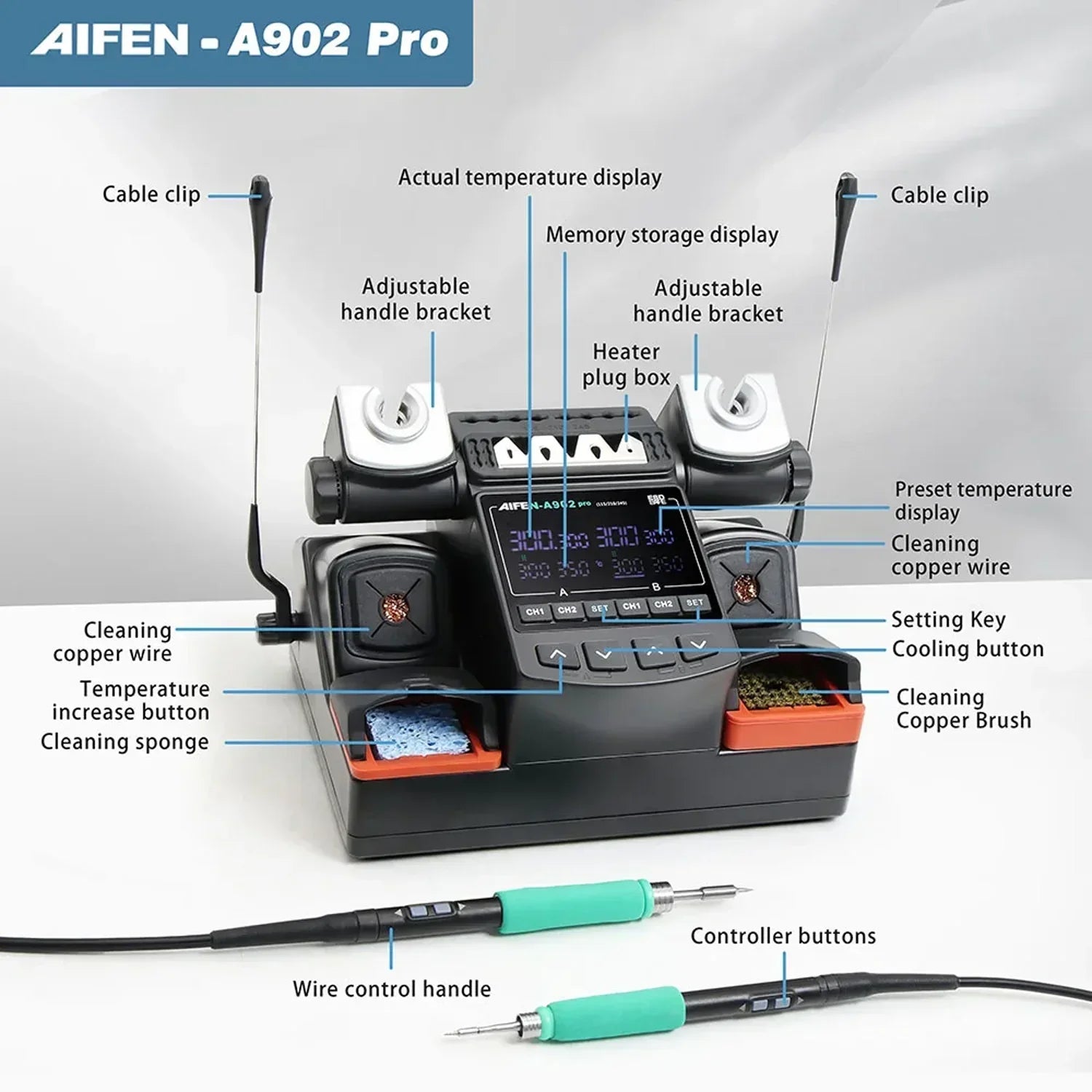 Estacion Soldadura Cautin Doble Aifen A902 Pro |+5,000 reseñas 4.9/5 | recibe express 2 días