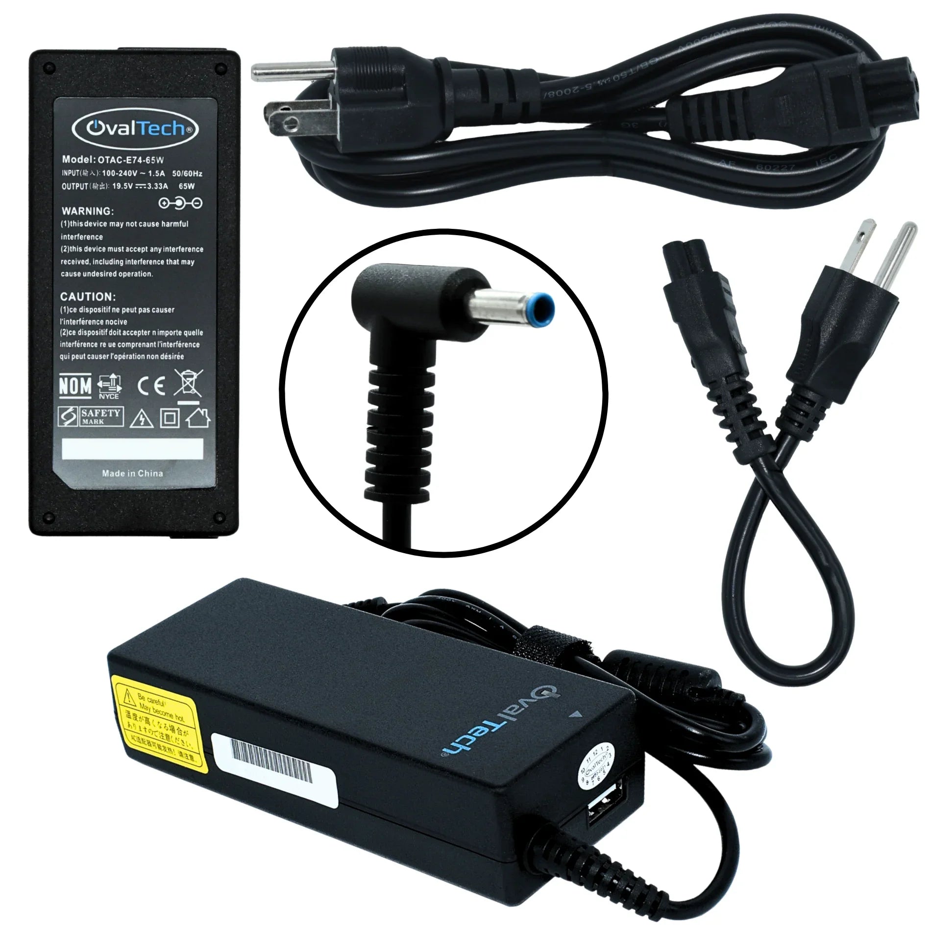 Adaptador Computadora Portatil 65W 19.5V/3.33A Punta Azul OvalTech |+4,000 reseñas 4.9/5 | recibe en 2 días