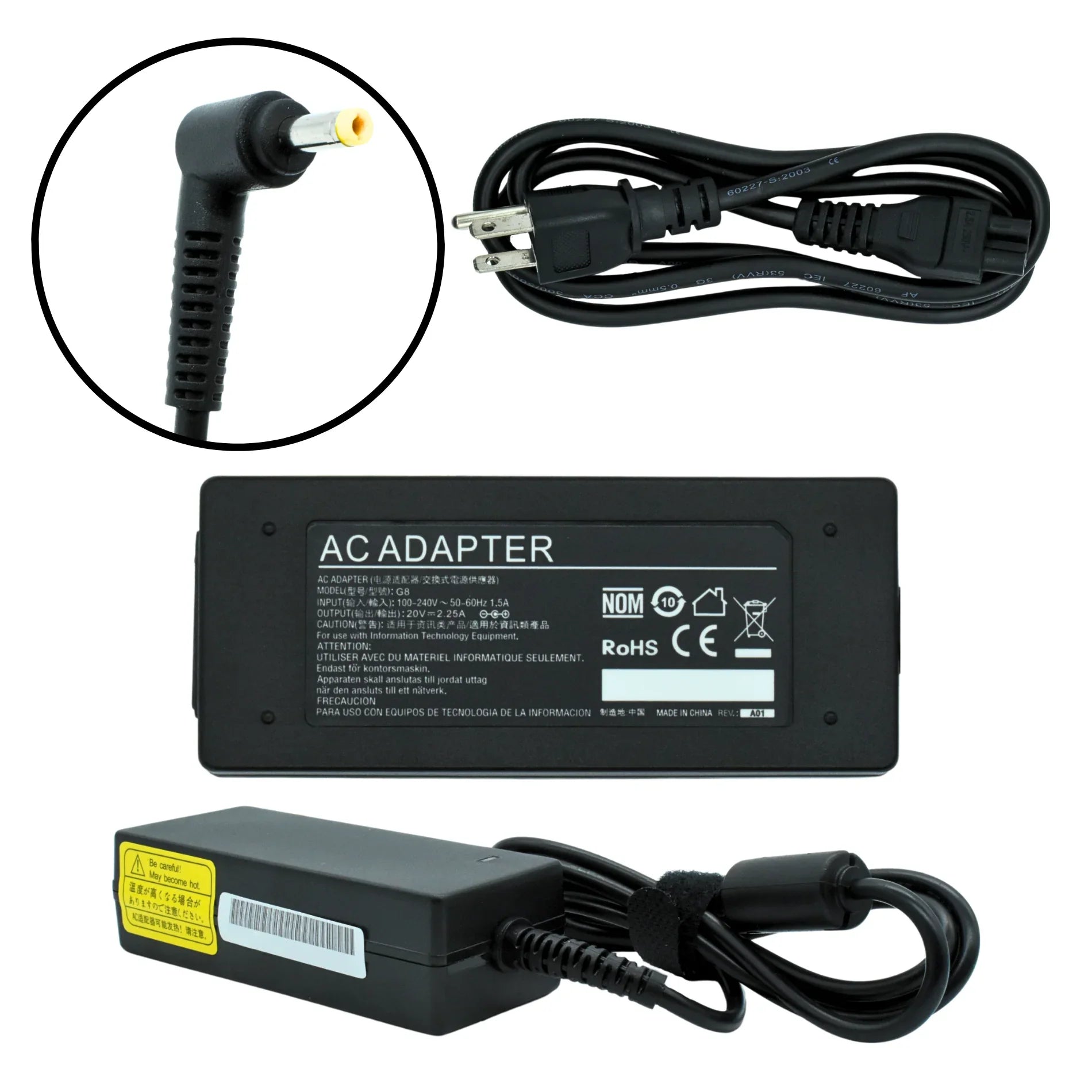 Adaptador Corriente 45W 20V/2.25A (4.0*1.7) RECTANGULAR EKO |+4,000 reseñas 4.9/5 | recibe en 2 días