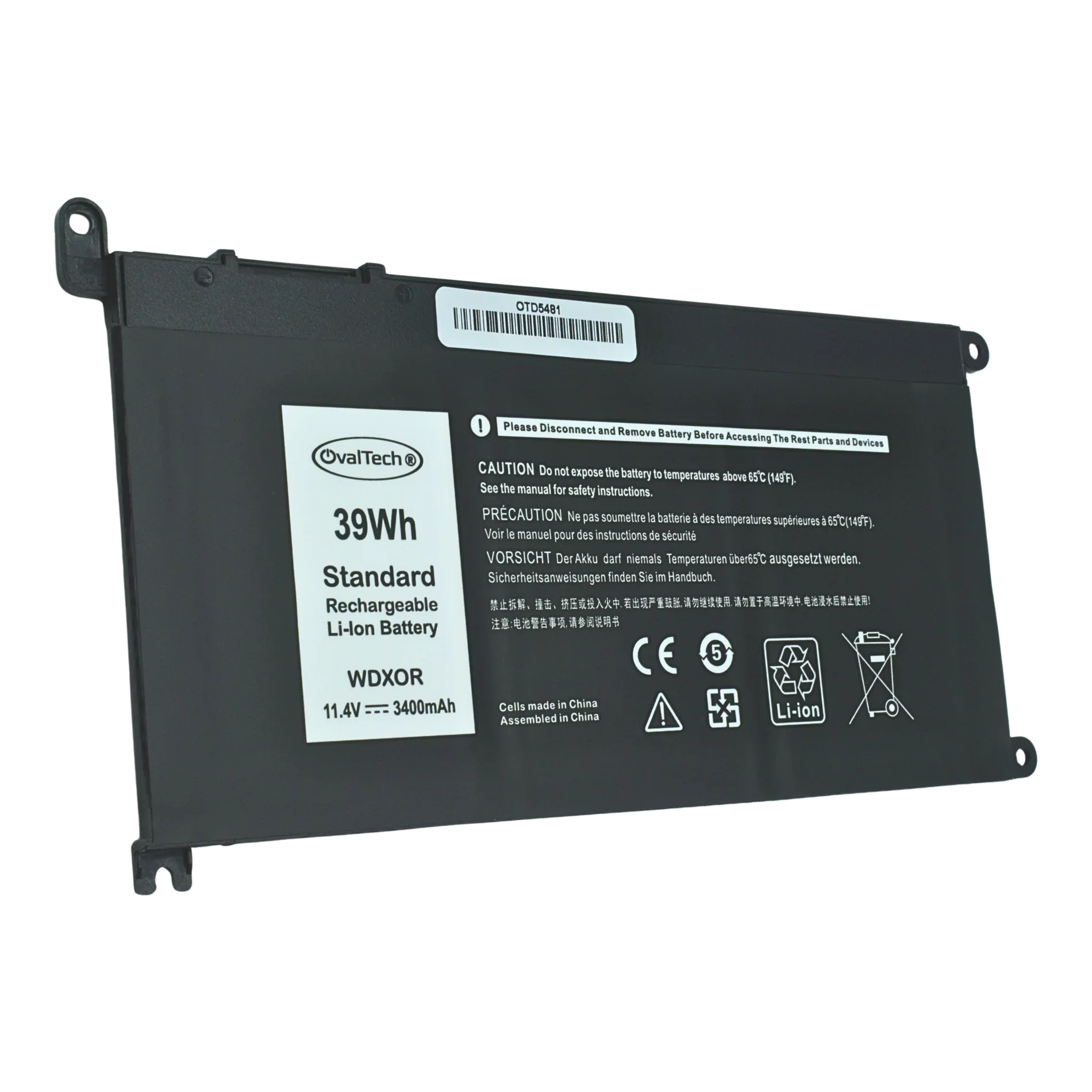 Bateria 3 Celdas DELL INSPIRON 13 5378 5368 , WDX0R en Ovaltech |+4,000 reseñas 4.9/5 | recibe en 2 días