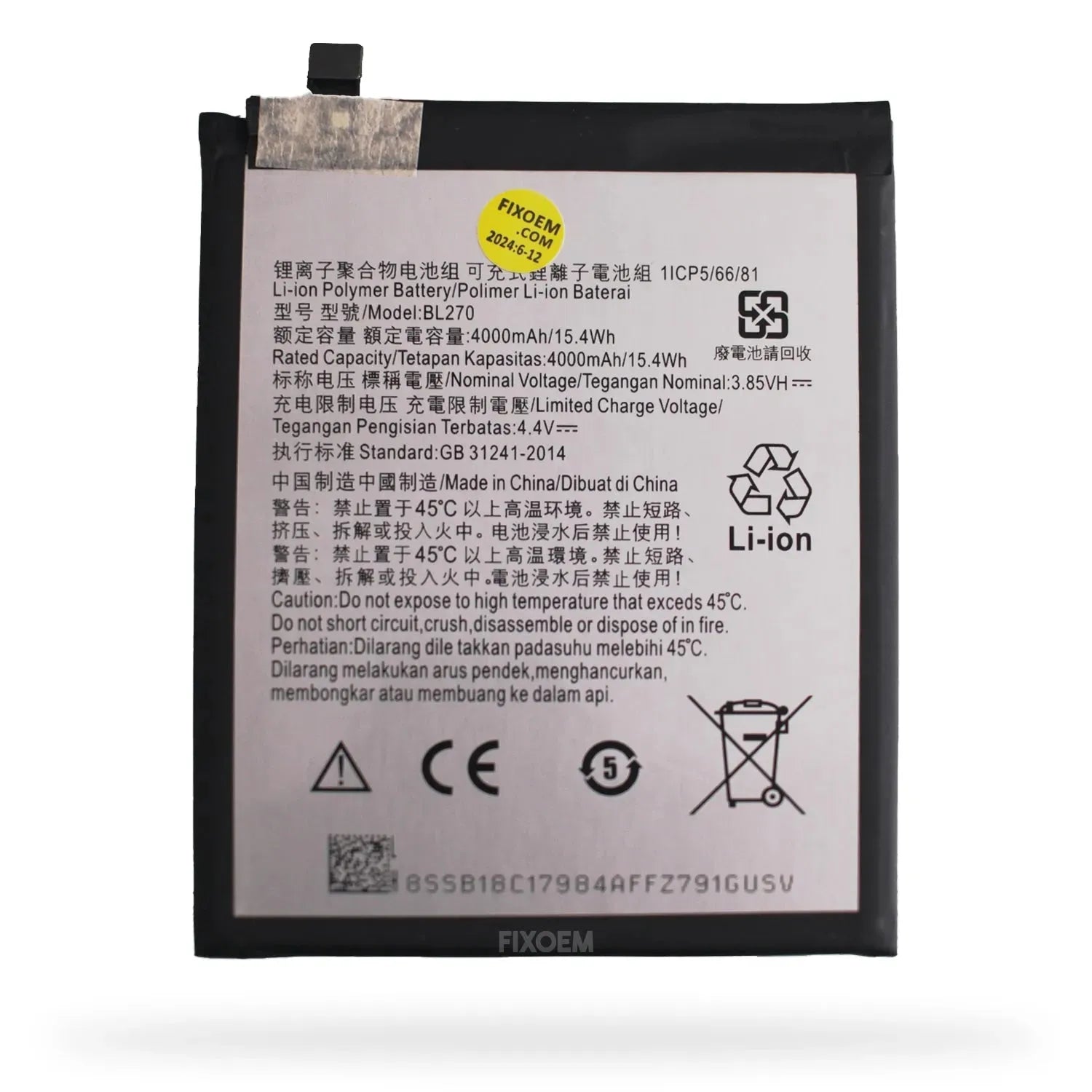 Bateria Moto G6 Play / Moto E5 / Lenovo K6 Note Xt1922 Xt1944 Bl270. |+4,000 reseñas 4.9/5 | recibe en 2 días