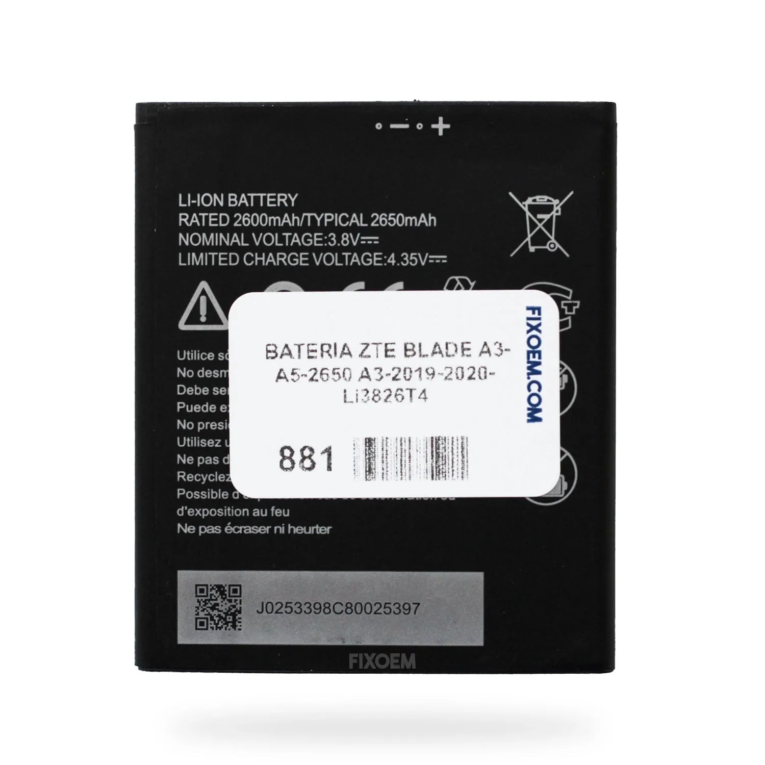 Bateria Zte Blade A3 / A5 2650 /A3 2019 2020 Li3826T43P4h695950 |+4,000 reseñas 4.9/5 | recibe en 2 días