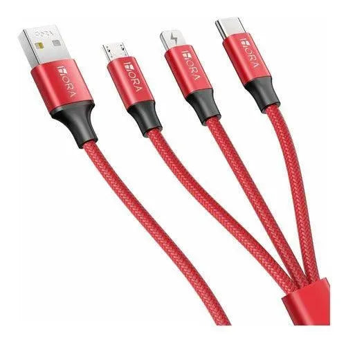 Cable Usb 3En1 Lighting + Tipo C + V8 1Hr 2.1A |+4,000 reseñas 4.8/5 | recibe en 2 días