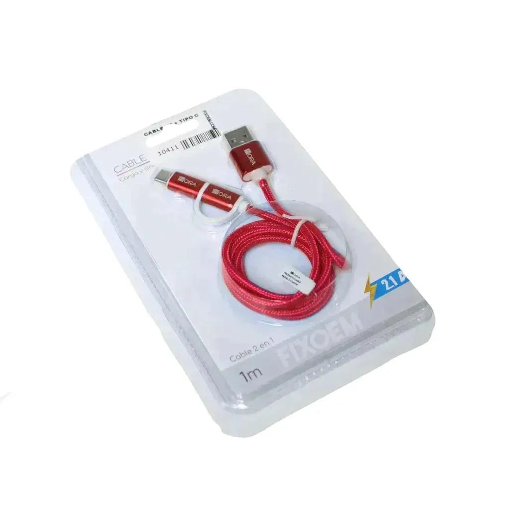 Cable Usb Tipo V8 +Tipo C a Usb-Conector 1Hora Cab218 |+4,000 reseñas 4.9/5 | recibe en 2 días