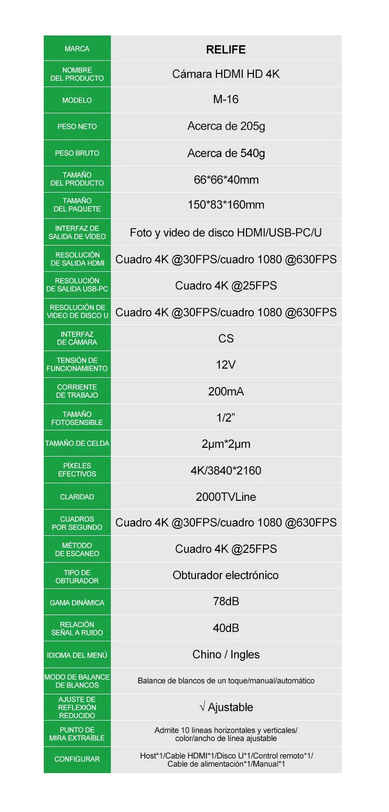 Camara Hdmi Relife Hd 4K Rl M-16 |+4,000 reseñas 4.9/5 | recibe en 2 días