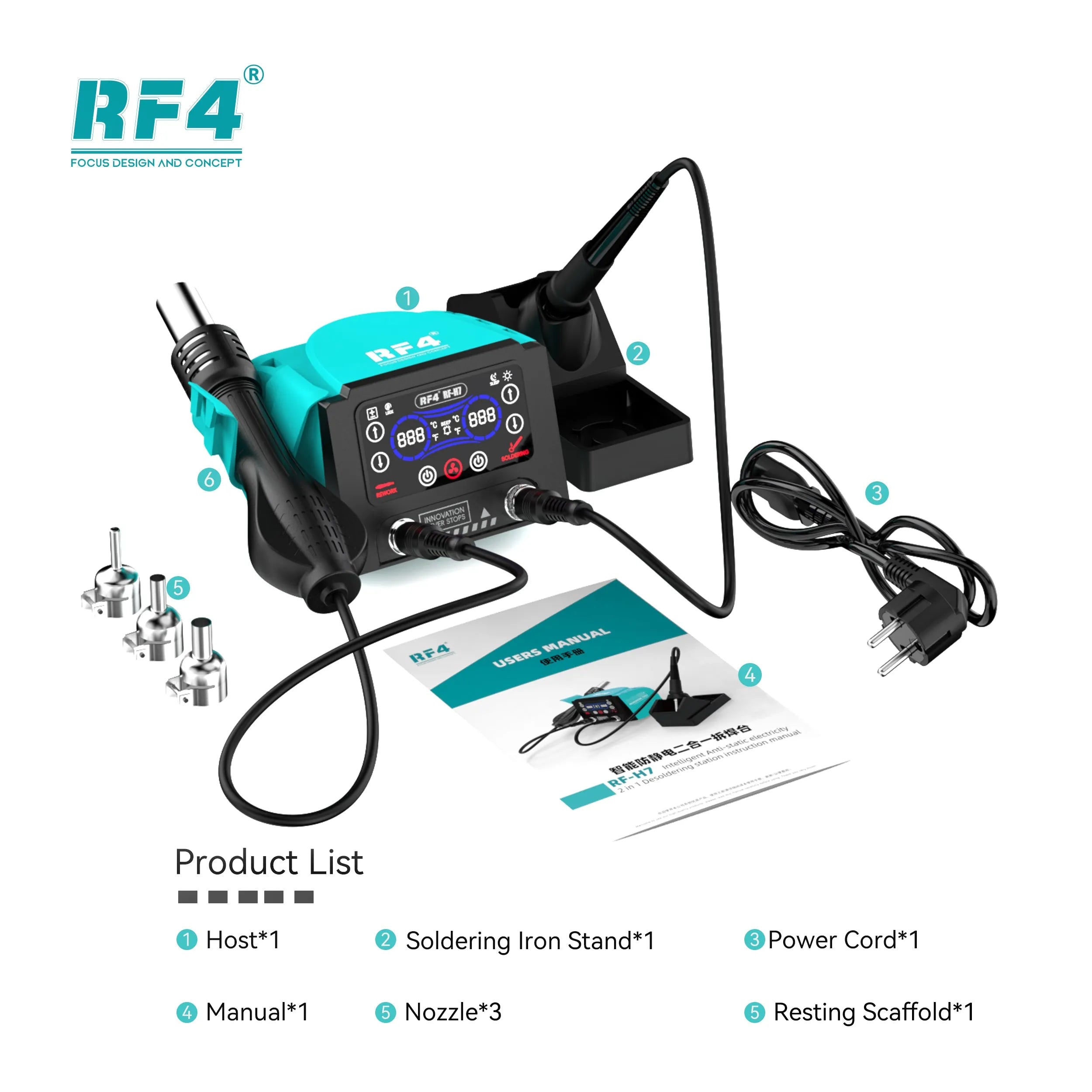 Estacion Calor Cautin Soldar Rf4 Rf-H7 |+4,000 reseñas 4.9/5 | recibe en 2 días