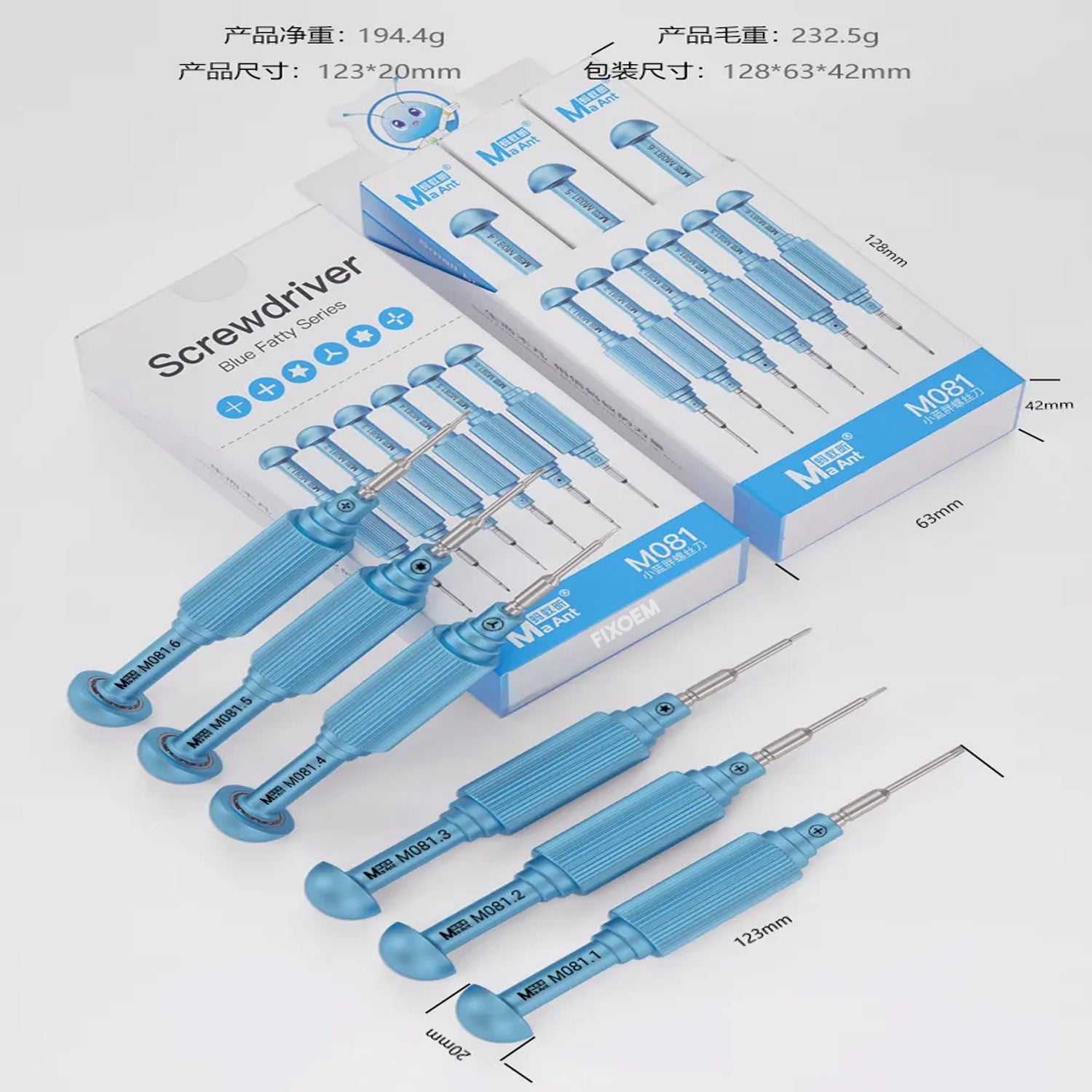 Kit Desarmadores Serie Blue Fatty MA ANT M081