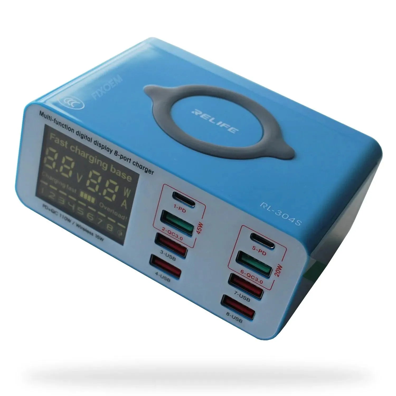 Multicargador Relife 6 y 8 Puertos Usb + Turbo Carga + Tipo C + Carga Inalambrica |+4,000 reseñas 4.9/5 | recibe en 2 días