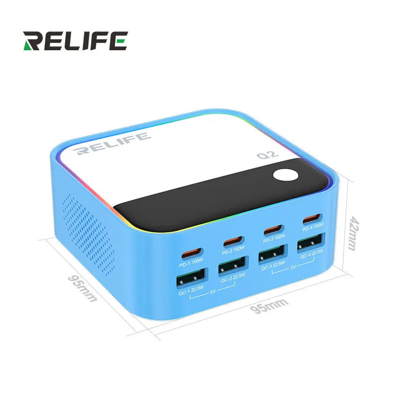 Multicargador Relife 8 Puertos Gan Q2 120W |+4,000 reseñas 4.9/5 | recibe en 2 días