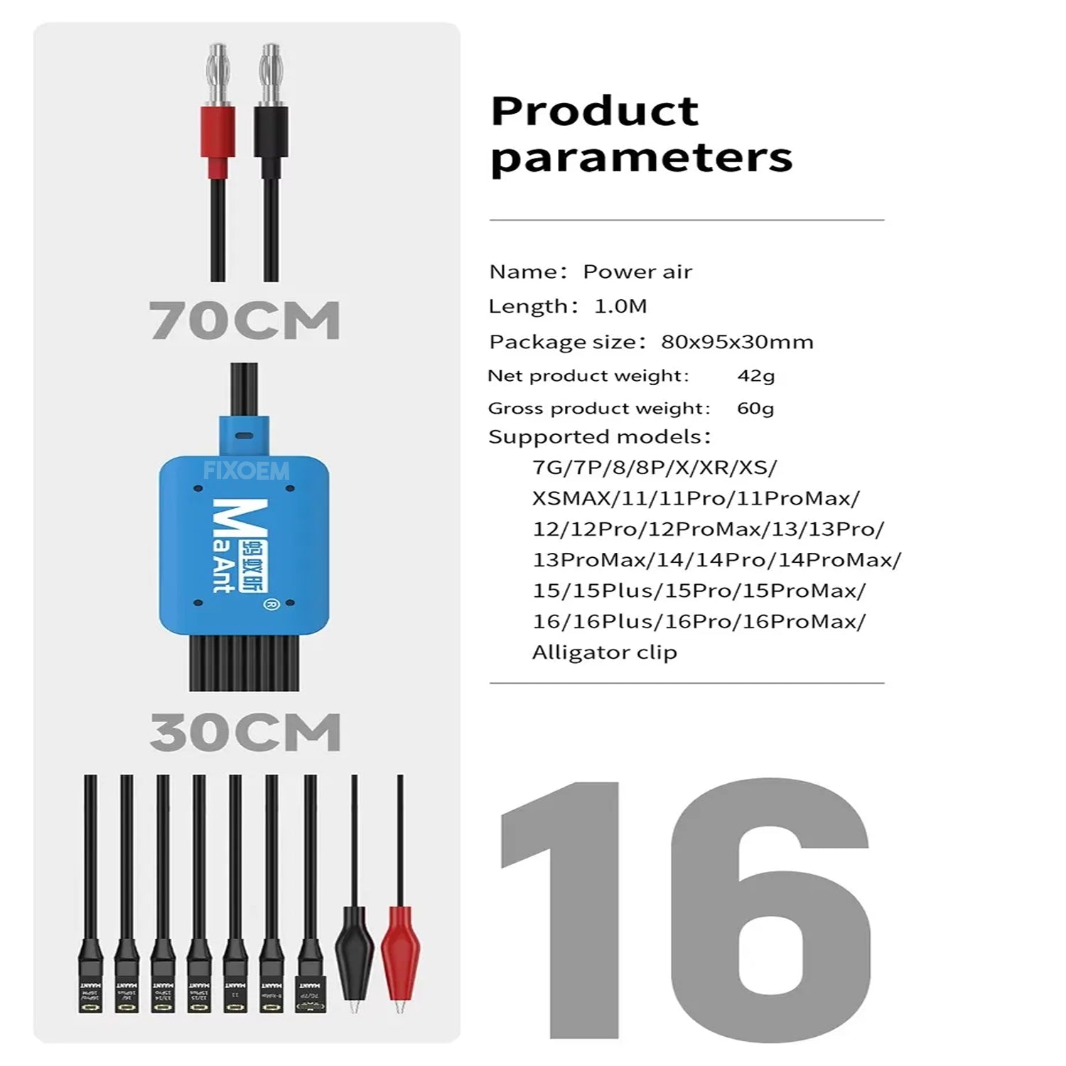 Pulpo Cable Alimentación Arranque 8 En 1 Iphone 7-16 Ma Ant M064 Soft
