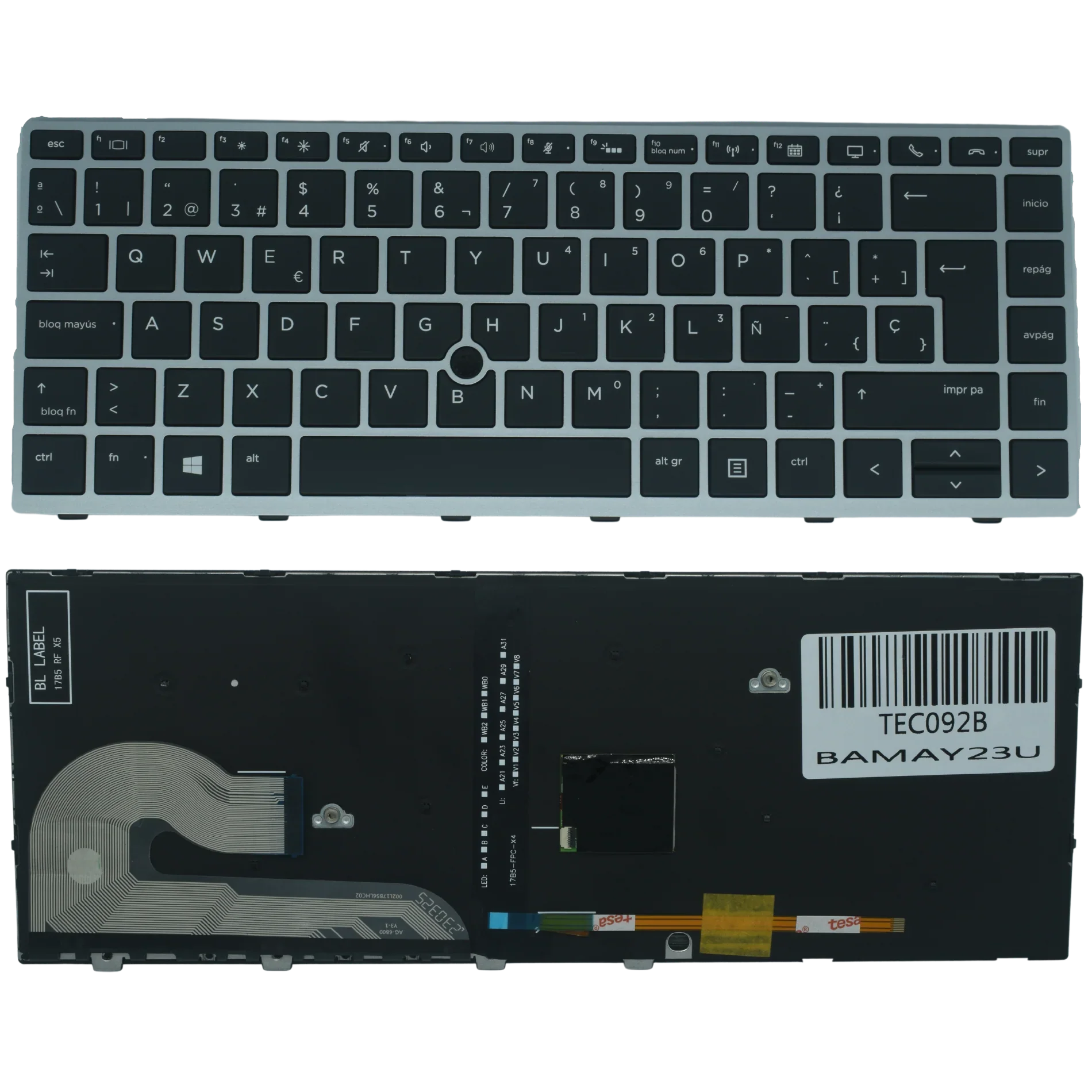 Teclado (SP) HP EliteBook 745 G5 745 G6 840 G5 846 G5 840 G6 846 G6.ZBook 14u G5 ZBook 14u G6 Backlight / Point Stick (Marco Plata) |+4,000 reseñas 4.9/5 | recibe en 2 días