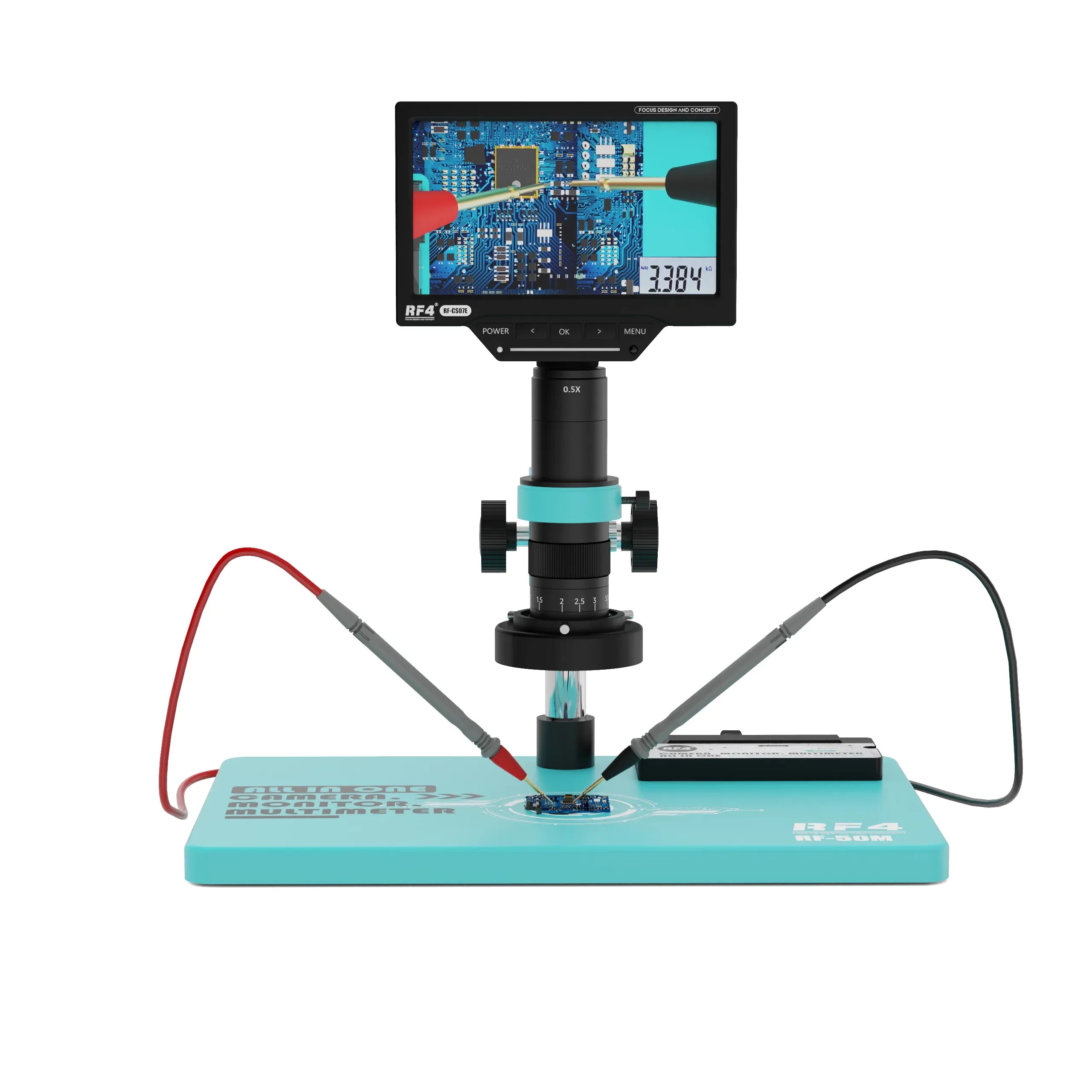 Microscopio Digital + Pantalla + Multimetro Rf4 Rf-50M (7–50X) |+5,000 reseñas 4.9/5 | recibe express 2 días