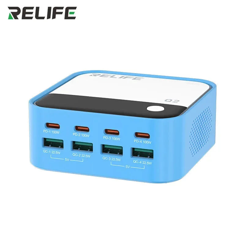 Multicargador Relife 8 Puertos Gan Q2 120W |+5,000 reseñas 4.9/5 | recibe express 2 días