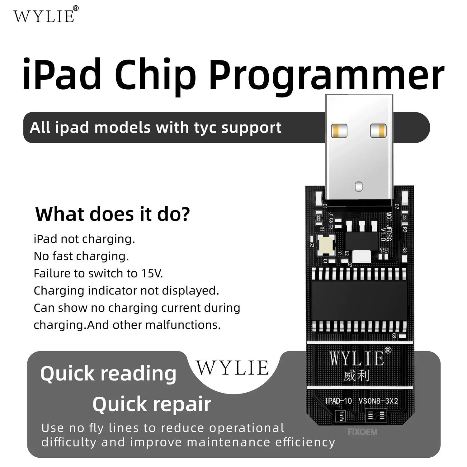 Probador Tester Usb iPad 10 Vsong-342 Wylie eprom |+5,000 reseñas 4.9/5 | recibe express 2 días