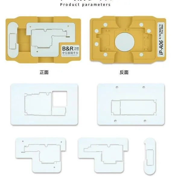 Stencil Fixture Pcb Marco Medio Iphone X Xs Max 11 Pro Max B&R Ip-A06 6En1. |+2,000 reseñas 4.8/5 ⭐