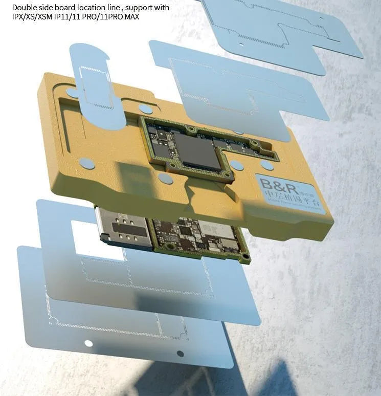 Stencil Fixture Pcb Marco Medio Iphone X Xs Max 11 Pro Max B&R Ip-A06 6En1. |+2,000 reseñas 4.8/5 ⭐