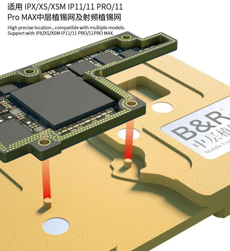 Stencil Fixture Pcb Marco Medio Iphone X Xs Max 11 Pro Max B&R Ip-A06 6En1. |+2,000 reseñas 4.8/5 ⭐