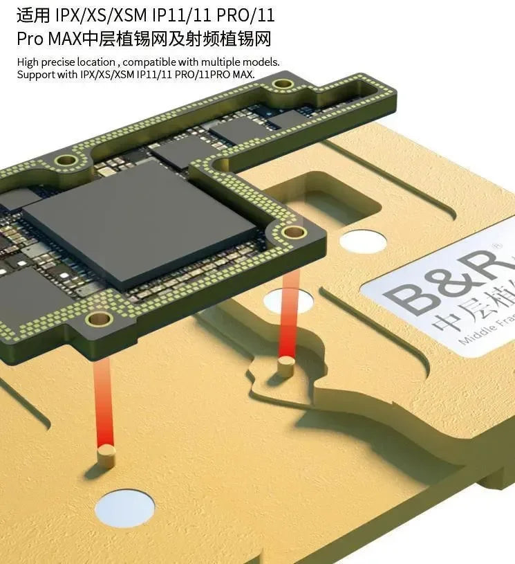 Stencil Fixture Pcb Marco Medio Iphone X Xs Max 11 Pro Max B&R Ip-A06 6En1. |+5,000 reseñas 4.9/5 | recibe express 2 días